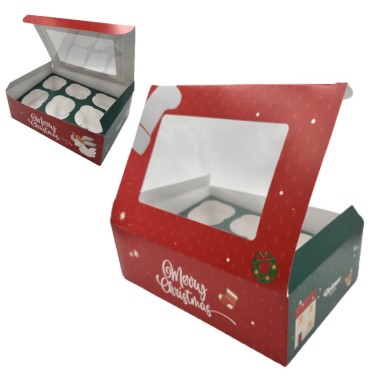 Scatola porta 6 cupcakes Natale