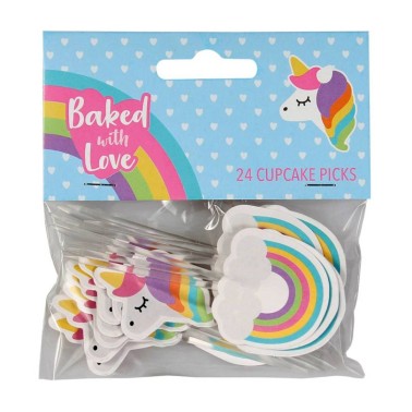 Topper Unicorno per cupcake 24 pezzi