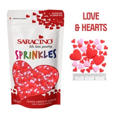 Sprinkles di zucchero LOVE & HEARTS 100g Saracino