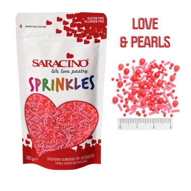 Sprinkles di zucchero LOVE & PEARLS 100g Saracino