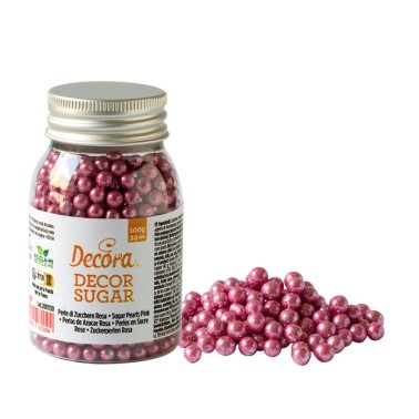 Metalized pink sugar pearls Decora 100 g