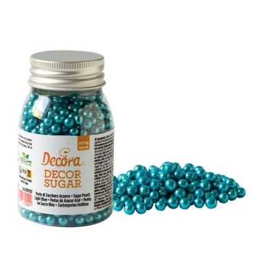 Metalised Azurro sugar pearls Decora 100 g