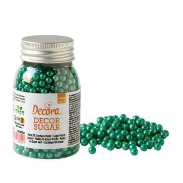 Perle di zucchero verde metalizzato Decora 100 g