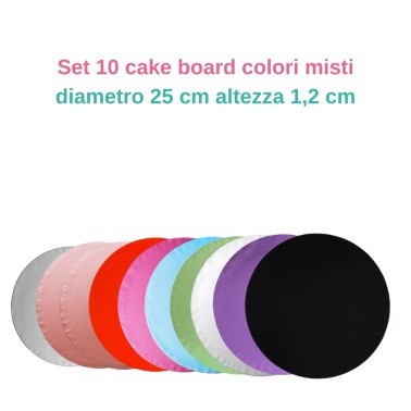 Offerta 10 cake board diametro 25 cm colori misti