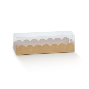 10 pz scatole per macarons trasparenti fondo avana