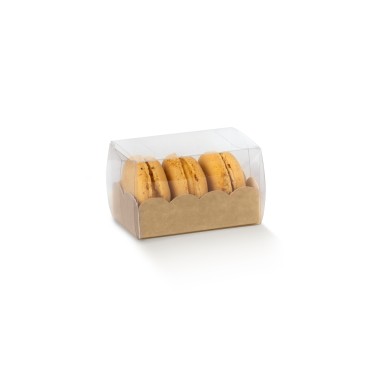 10 pz scatole per macarons trasparenti fondo avana