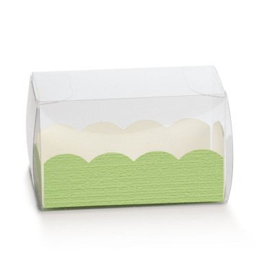 10 pz scatole per macarons trasparenti fondo verde