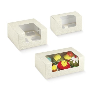 Box for 2, 4 or 6 Cupcakes White leather