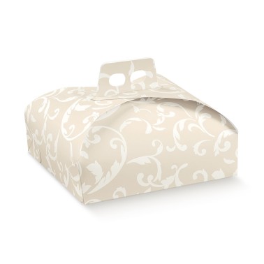 Cake box 41 x 41 cm ivory damask
