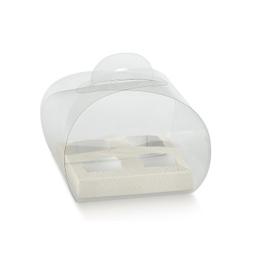 Transparent box holds 4 glasses or mini cupcakes 