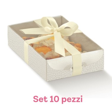 Set 10 scatole per biscotti e macaron h 3,5 cm coperchio trasparente