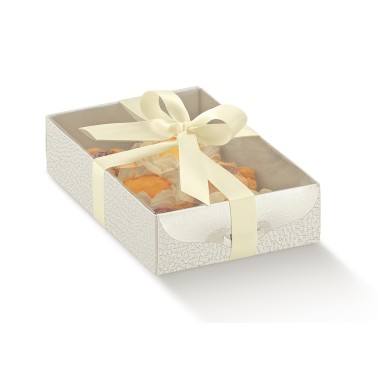 Set 10 scatole per biscotti e macaron h 3,5 cm coperchio trasparente