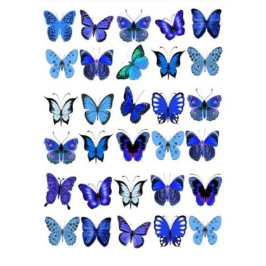 Farfalle in wafer paper blu formato A4 -  in vendita su Sugarmania.it