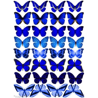 Farfalle in wafer paper blu 1 formato A4 -  in vendita su Sugarmania.it