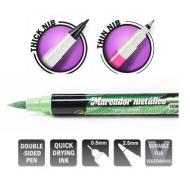 Metallic dual tip green felt tip pen
