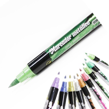 Metallic dual tip green felt tip pen