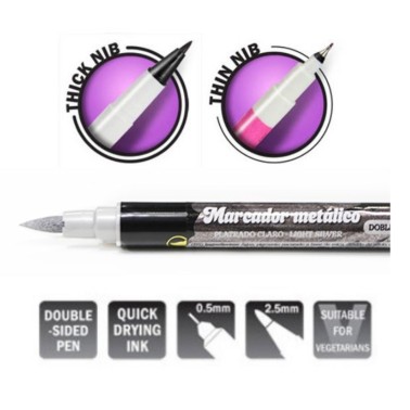 Stylo de feutre de carburant double argent métallique