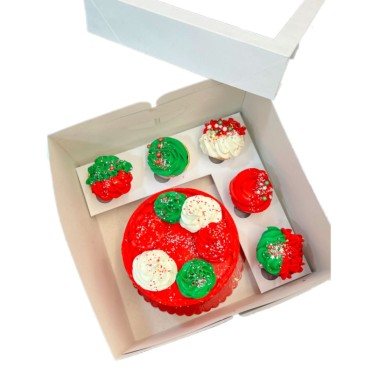 Scatola per torta e 5 cupcake con finestra 30x30x15cm