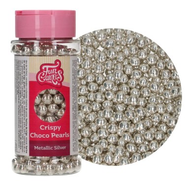 Perle di cioccolato Crispy argento metallizzato 60g FunCakes