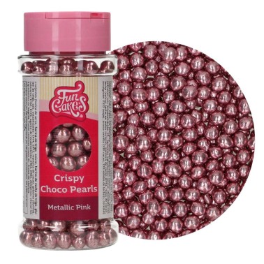 Chocolate pearls CRISPY PINK METALLIZED 60G FUNCAKES