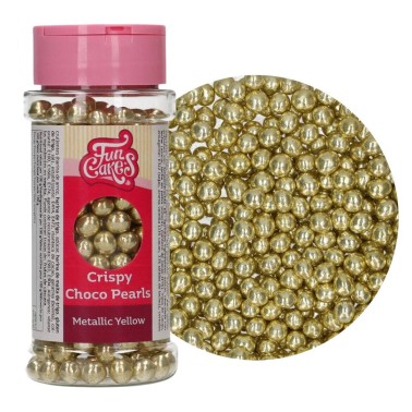 Chocolate pearls CRISPY YELLOW METALLIZED 60G FUNCAKES
