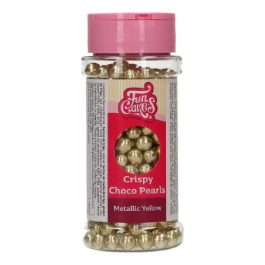 Chocolate pearls CRISPY YELLOW METALLIZED 60G FUNCAKES