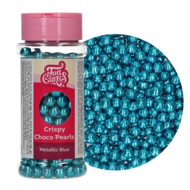 Perle di cioccolato Crispy blu metallizzato 60g FunCakes