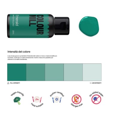 Colorante alimentare idrosolubile Colour Mill Emerald 20 ml
