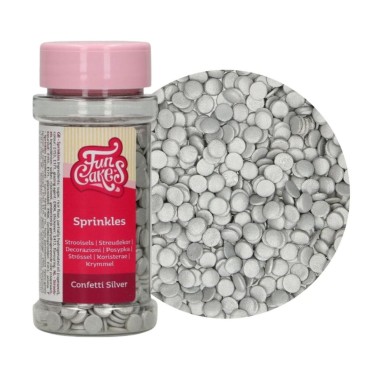Coriandoli di zucchero argento 60 g FunCakes