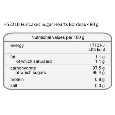 Sugar hearts Bordeaux 80g Funcakes
