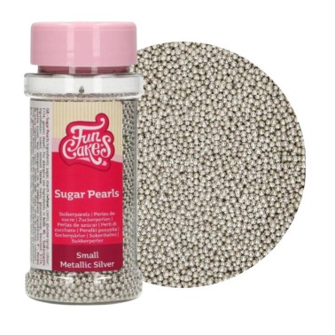 2 mm metallic silver sugar beads FUNCAKES 80 G