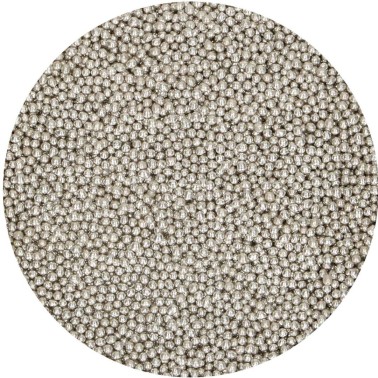 2 mm metallic silver sugar beads FUNCAKES 80 G