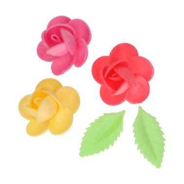 Fiori in cialda commestibili Frangipani e foglie 15 pezzi