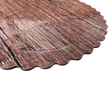 Sottotorta tondo effetto legno bordo smerlato