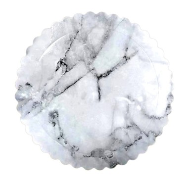 Sottotorta tondo effetto marmo bianco bordo smerlato