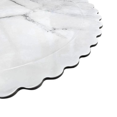 Sottotorta tondo effetto marmo bianco bordo smerlato