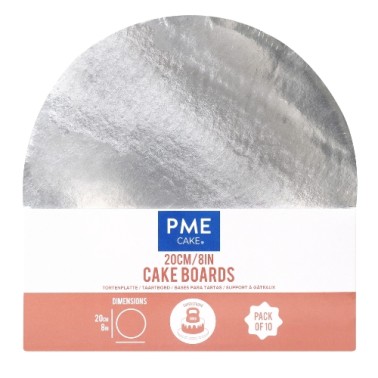 Set 10 cake board TONDO ARGENTO economico PME 20 cm