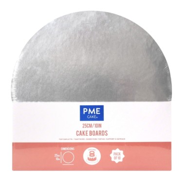 Set 10 cake board TONDO ARGENTO economico PME 25 cm