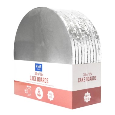 Set 10 Cake Board round silver silver PME 30 cm