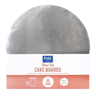 Set 10 cake board TONDO ARGENTO economico PME 30 cm
