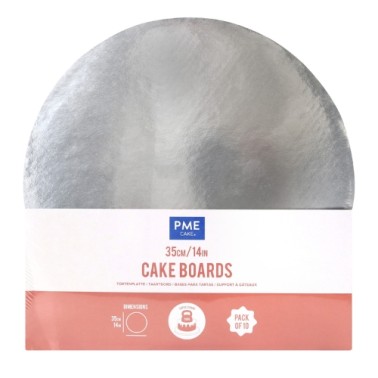 Set 10 Cake Board round silver silver PME 35 cm