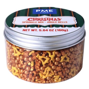 Sprinkles di zucchero GOLD JINGLE BELLS 160g PME