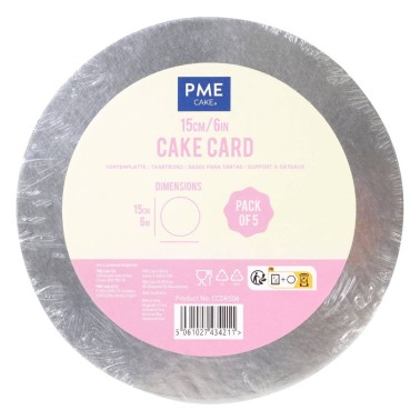 Set 5 sottotorta Cake card ARGENTO PME diametro 20 cm h 3 mm