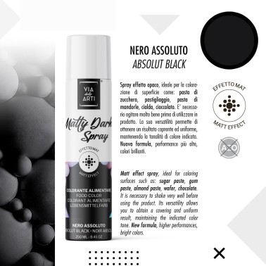 Matty Dark spray alimentare opaco NERO ASSOLUTO 250 ml 