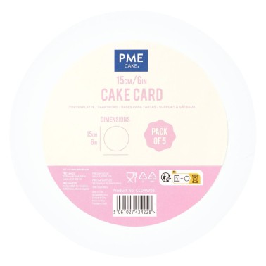 Set 5 sottotorta Cake card BIANCHI PME diametro 15 cm h 3 mm