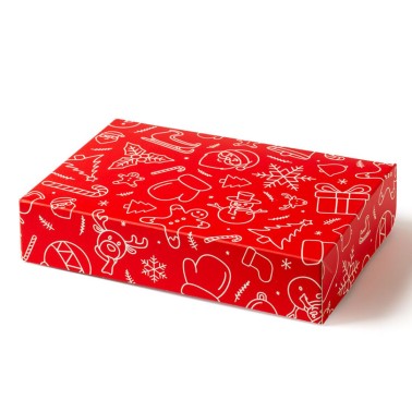 Scatola per dolci natalizi Mix Natale rossa 23,5x16x5h cm Decora