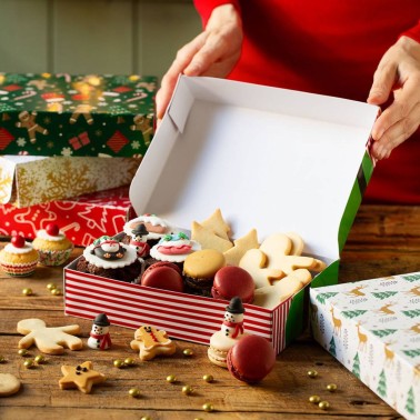 Scatola per dolci natalizi Mix Natale rossa 23,5x16x5h cm Decora