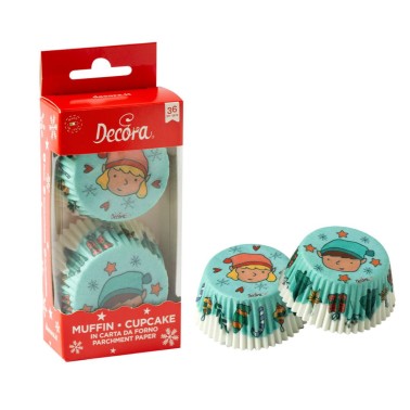 Pirottini cupcake Elfi di Babbo Natale Decora 36 pezzi