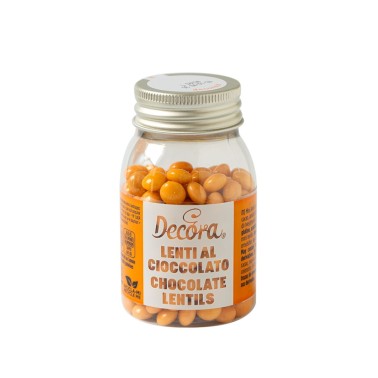 Mini lenti di cioccolato al latte ARANCIONE 80g Decora