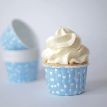 Pirottini cupcake e muffin rigidi a pois celesti 50 pezzi